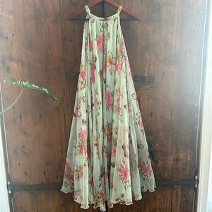 Chicwish Floral Maxi Dress - Green and Pink